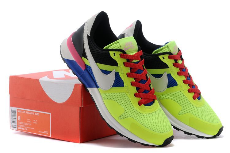 Nike Air Pegasus 8330 3M Running Shoes Fluorescent Green White Red Blue Black - Click Image to Close